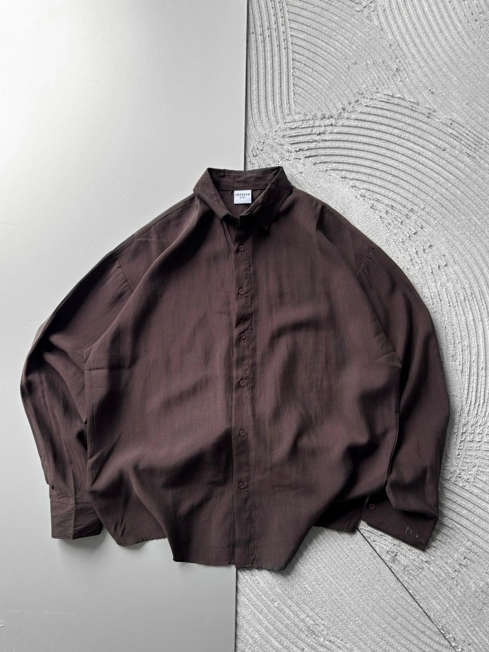 POLO YAKA MODAL KUMAŞ OVERSIZE GÖMLEK KAHVE