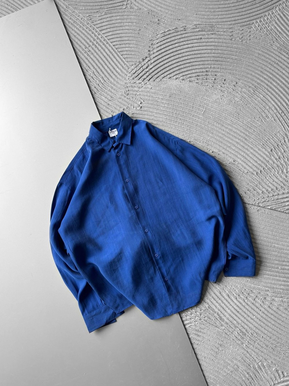 POLO YAKA MODAL KUMAŞ OVERSIZE GÖMLEK MAVİ