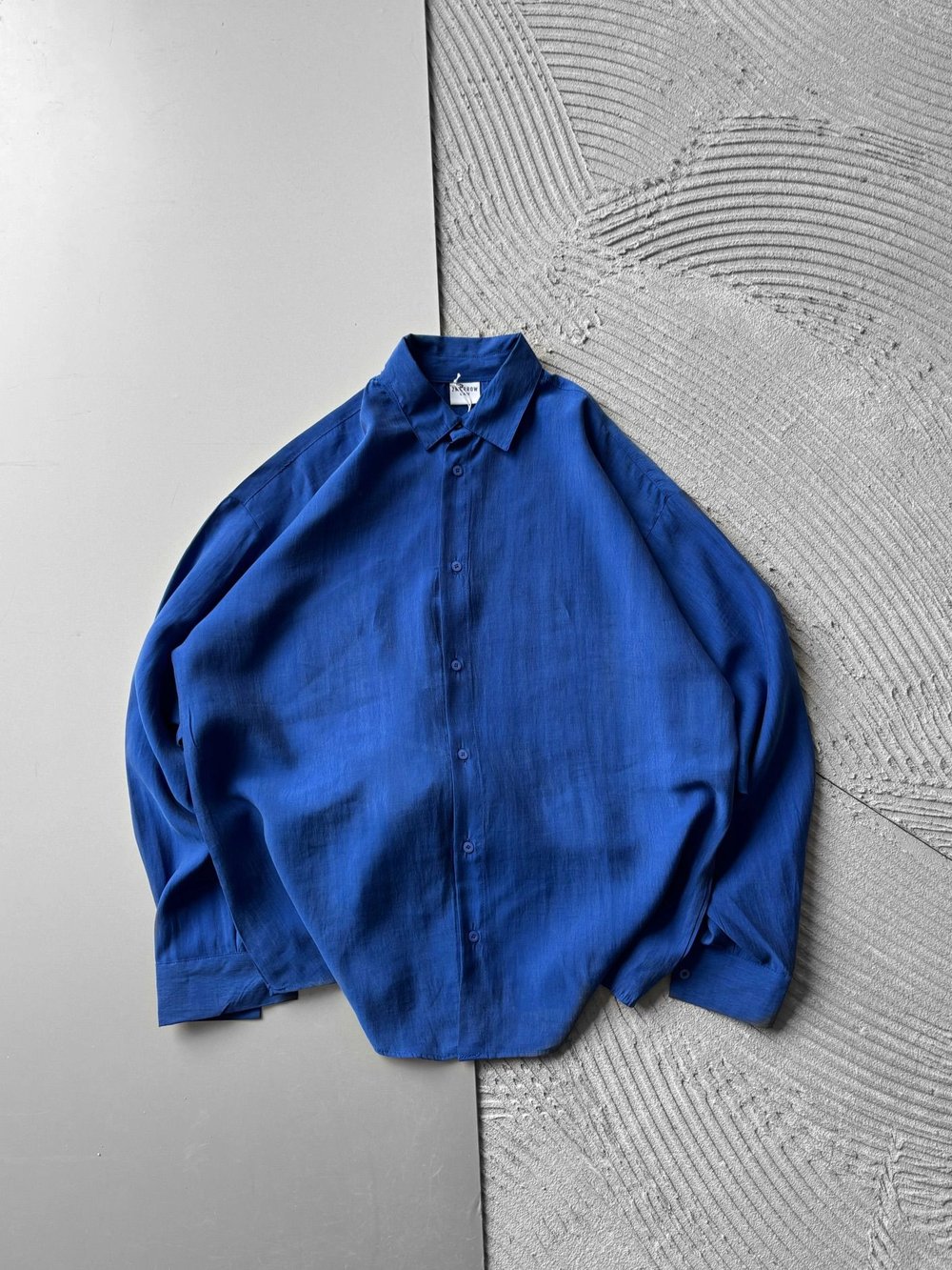 POLO YAKA MODAL KUMAŞ OVERSIZE GÖMLEK MAVİ