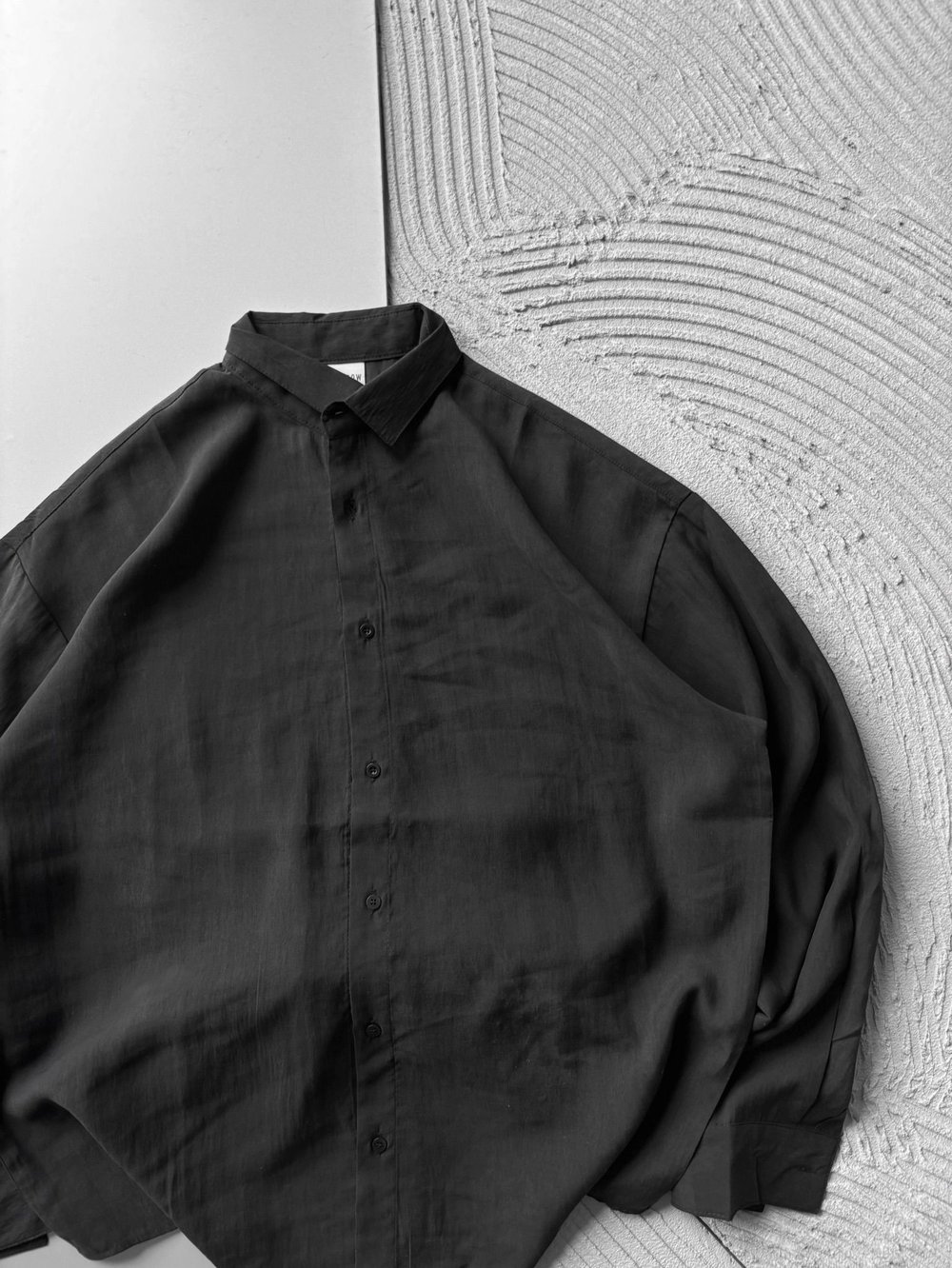 POLO YAKA MODAL KUMAŞ OVERSIZE GÖMLEK SİYAH