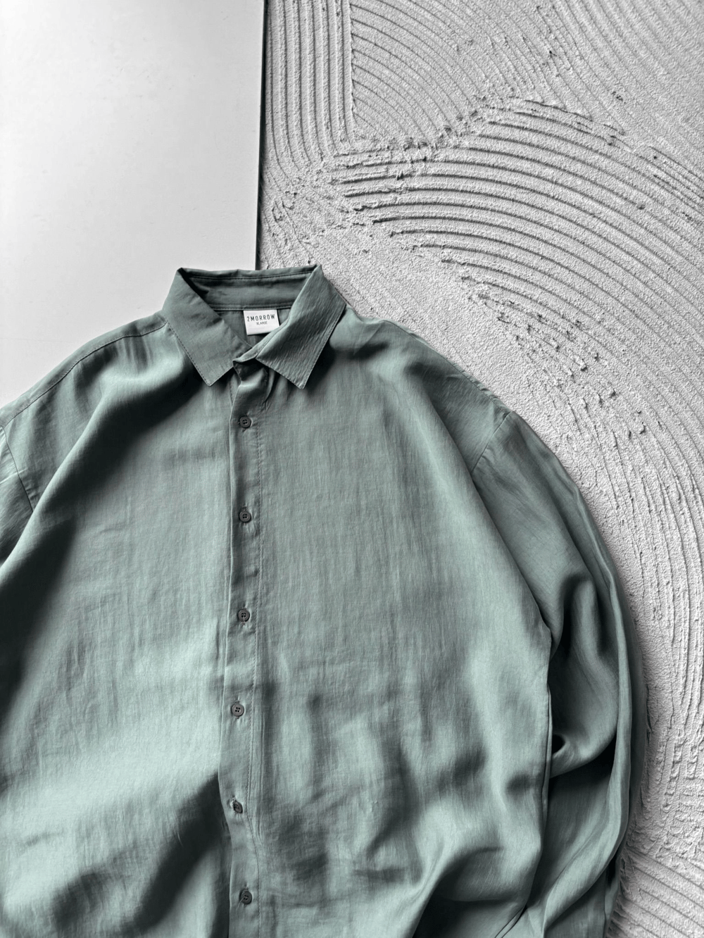 POLO YAKA MODAL KUMAŞ OVERSIZE GÖMLEK YEŞİL