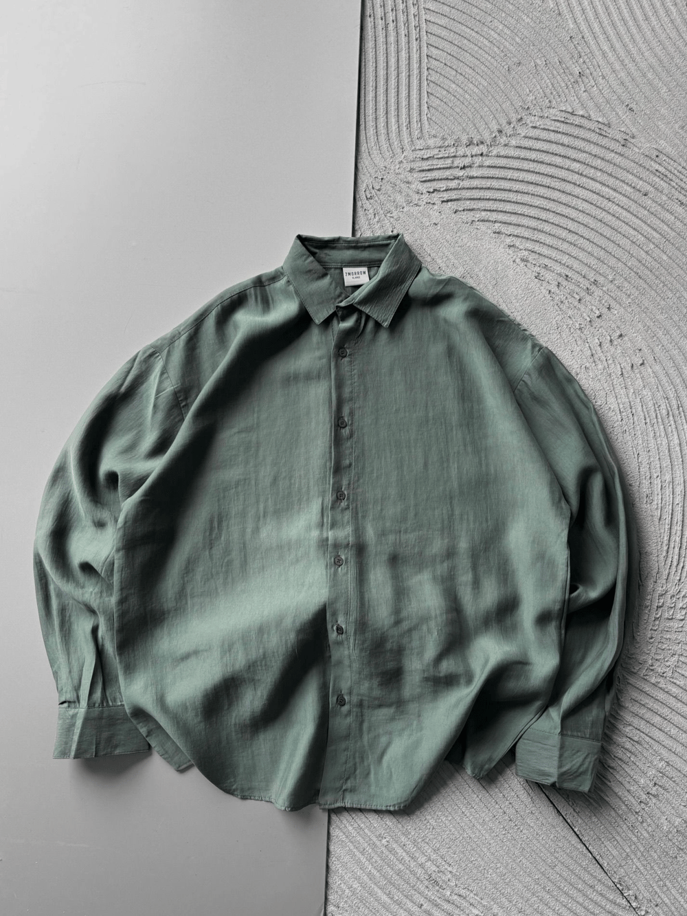 POLO YAKA MODAL KUMAŞ OVERSIZE GÖMLEK YEŞİL