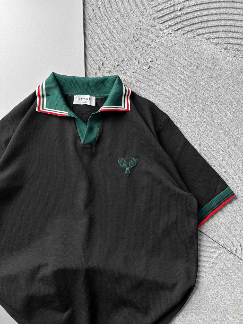 POLO YAKA NAKIŞ MORROW TİŞÖRT SİYAH