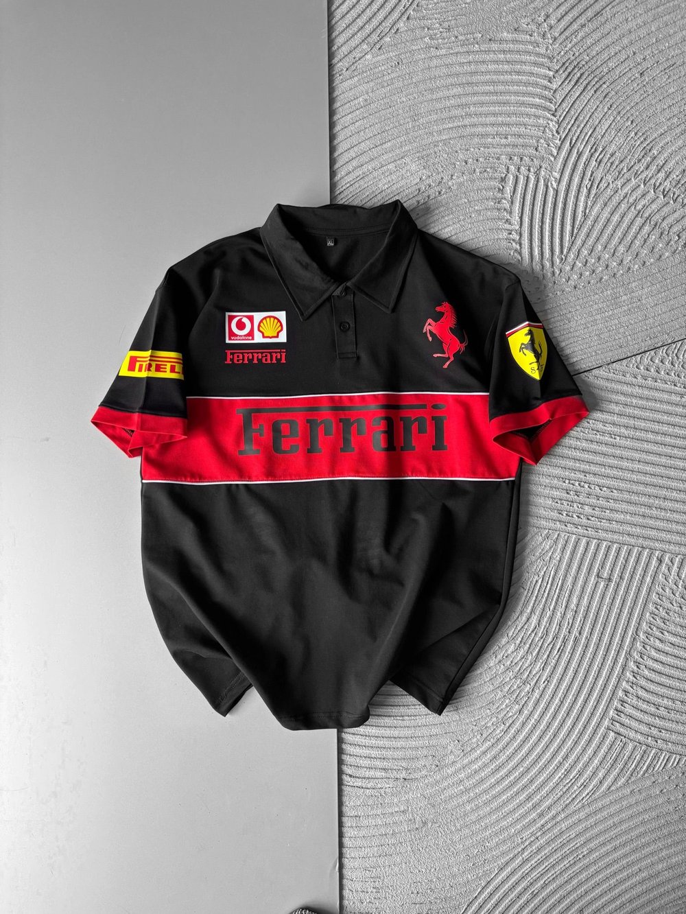 POLO YAKA NK FERARİ BASKI HS OVERSİZE TSHİRT SİYAH