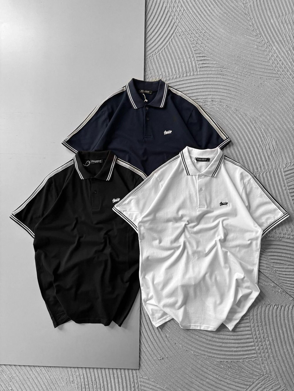 POLO YAKA STW NAKIŞLI KOL ŞERİT OVERSİZE TSHİRT BEYAZ