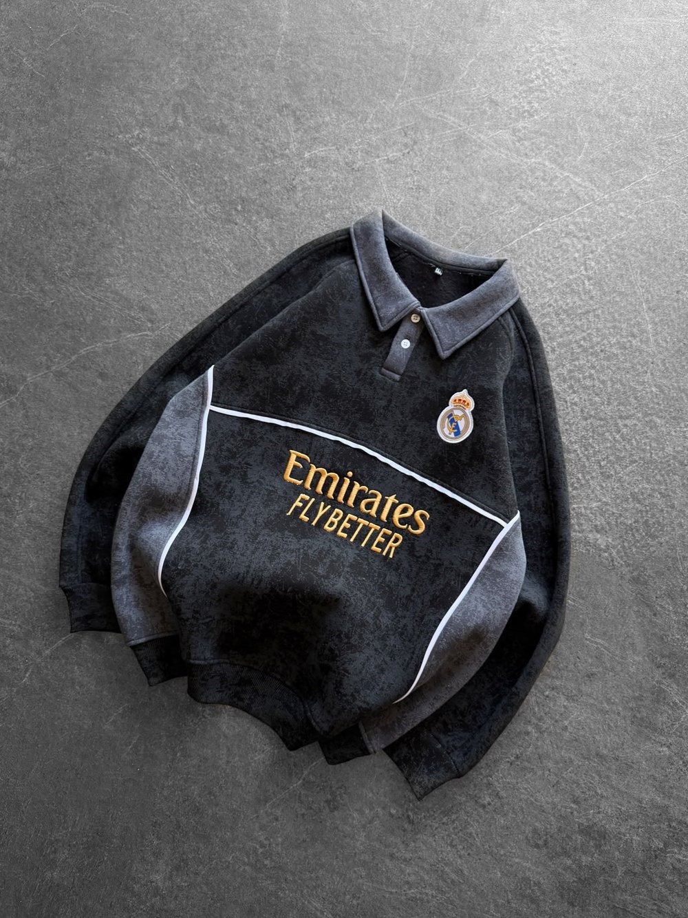 RM YIKAMA 3 İPLİK POLO YAKA SWEAT SİYAH