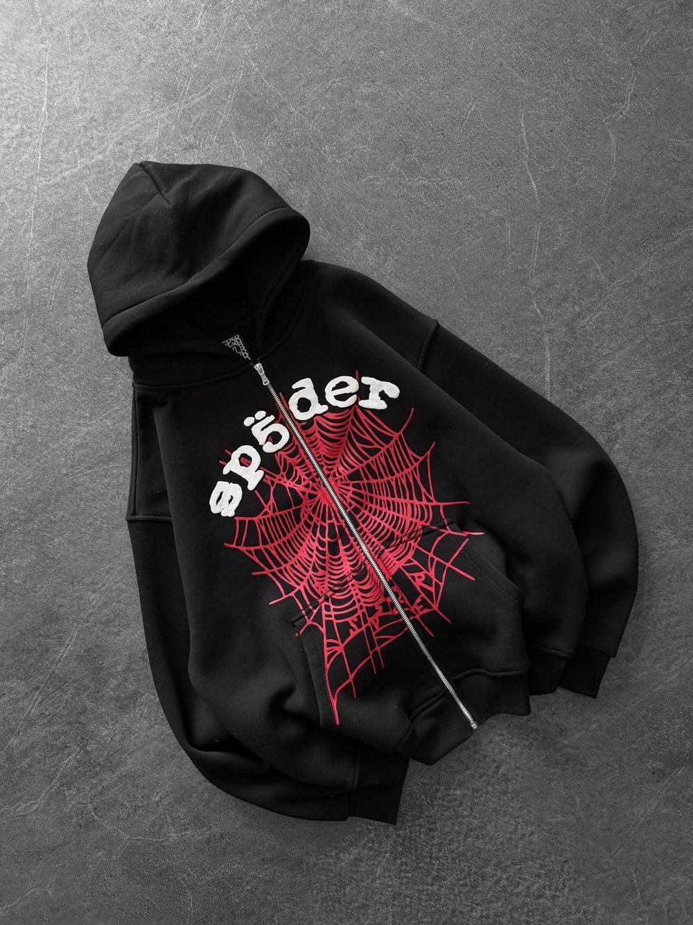 SPIDER OVERSİZE HIRKA SİYAH KIRMIZI