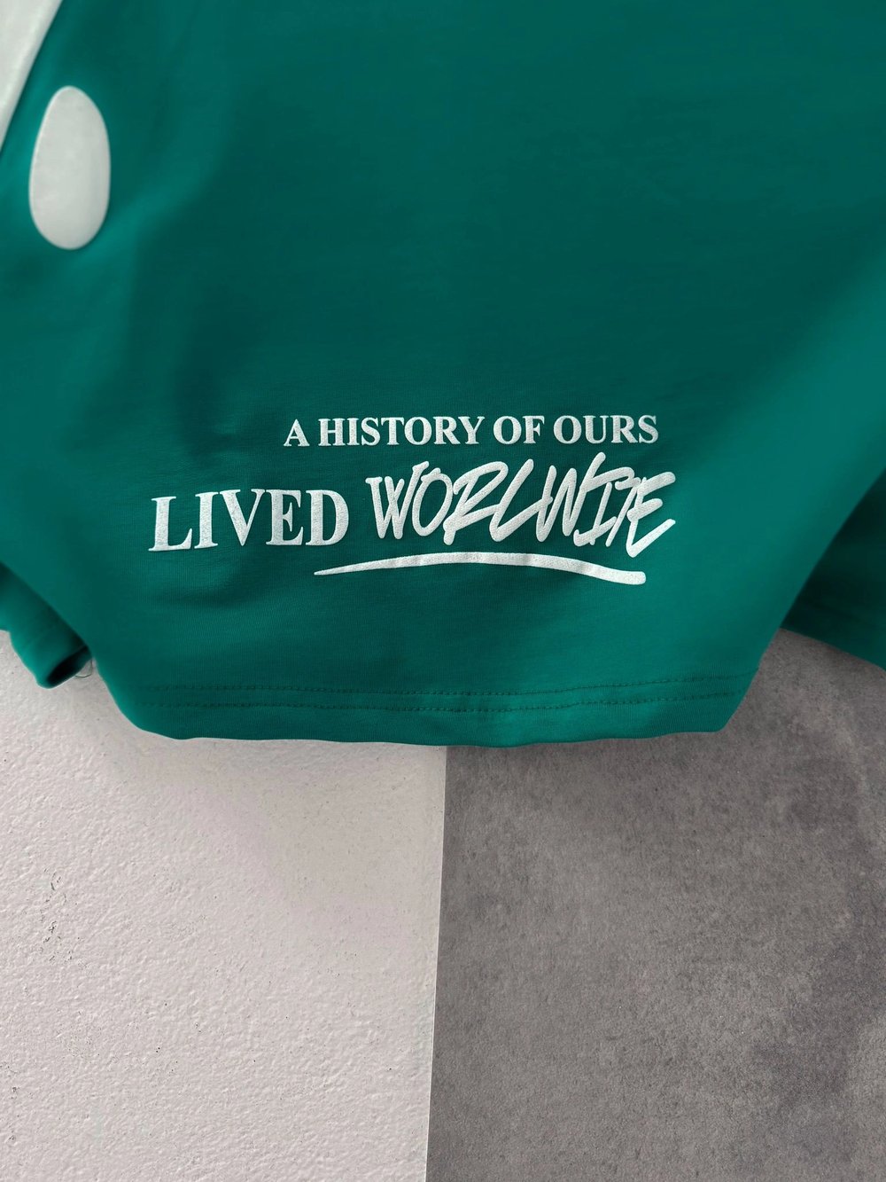 STW BEL BASKI BISIKLET YAKA OVERSIZE TSHIRT YEŞİL