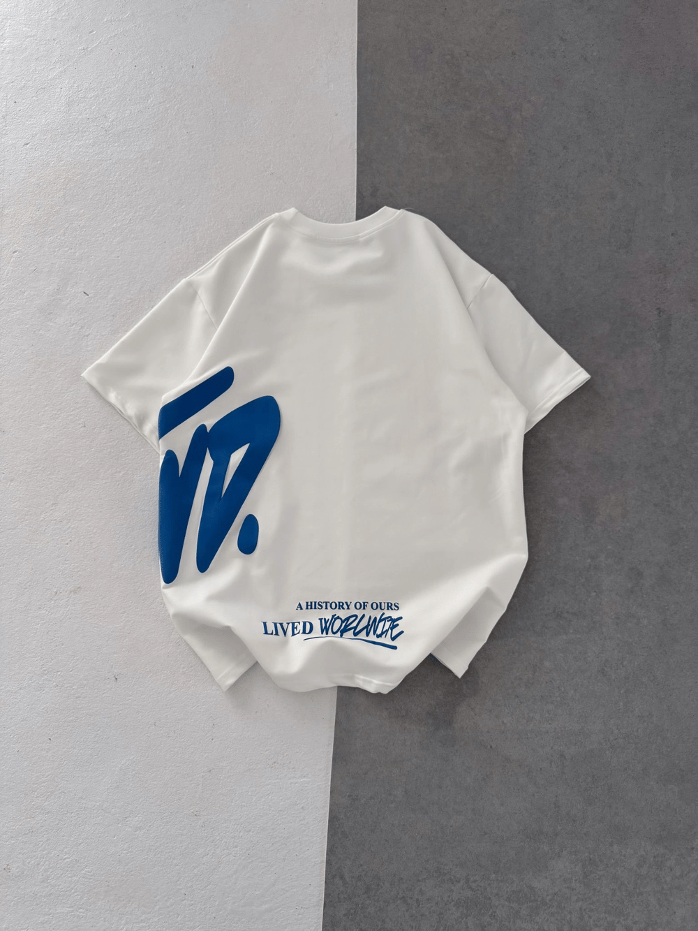 STW BEL BASKI BISIKLET YAKA OVERSIZE TSHIRT BEYAZ