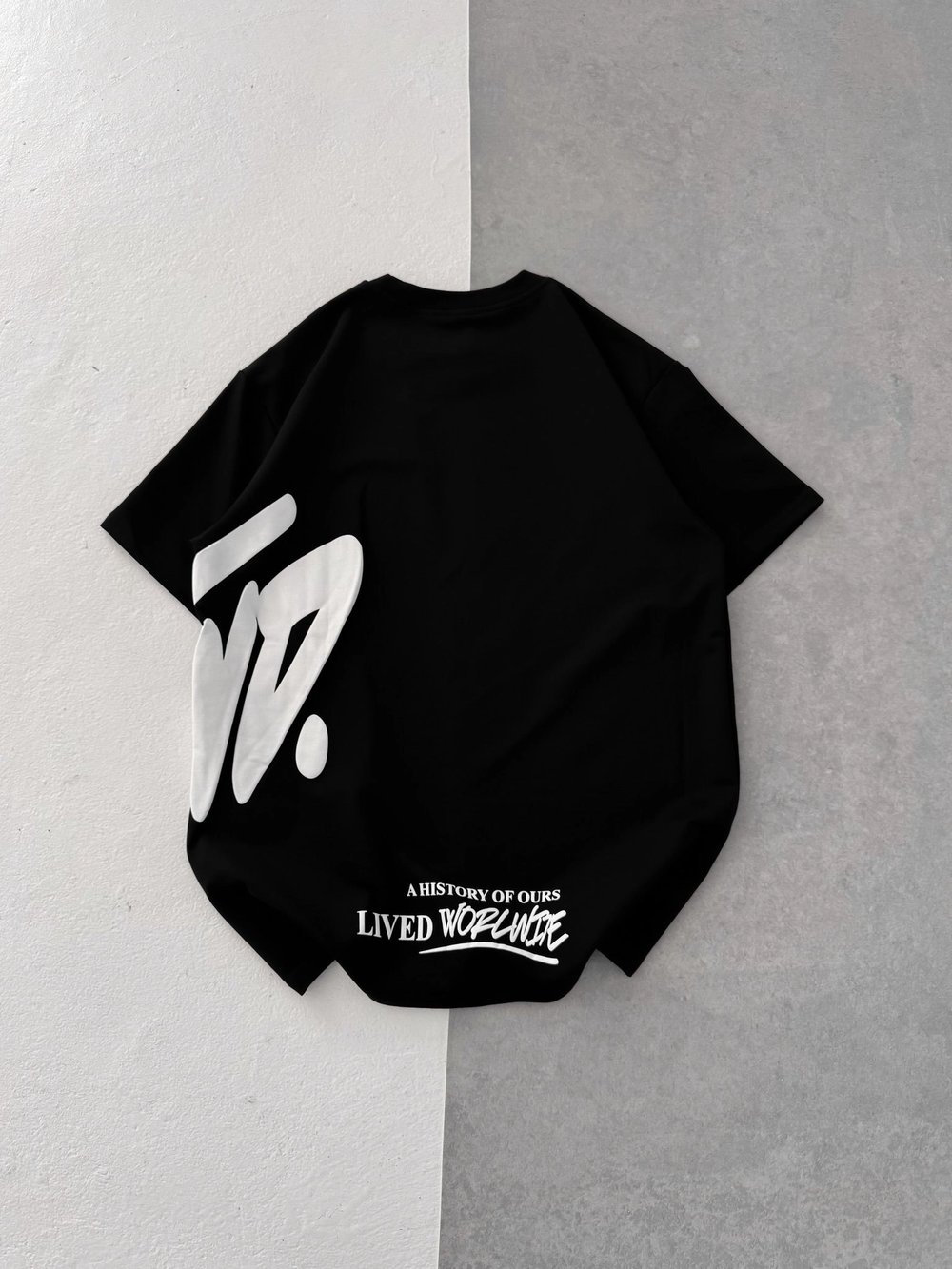 STW BEL BASKI BISIKLET YAKA TSHIRT SİYAH
