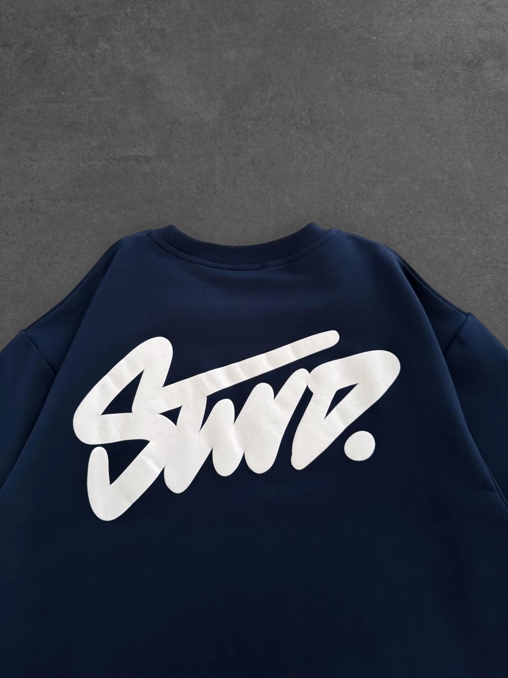STW SIRT BASKI BİSİKLET YAKA OVERSİZE TSHİRT LACİ
