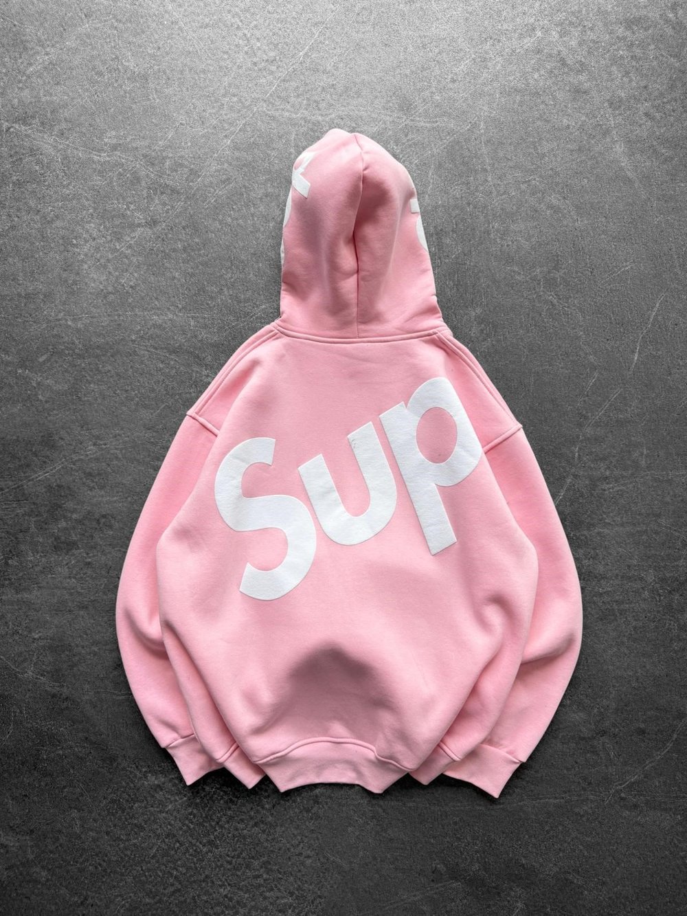 SUP BASKI 3 İPLİK PAMUKLU KUMAŞ OVERSİZE SWEAT PEMBE