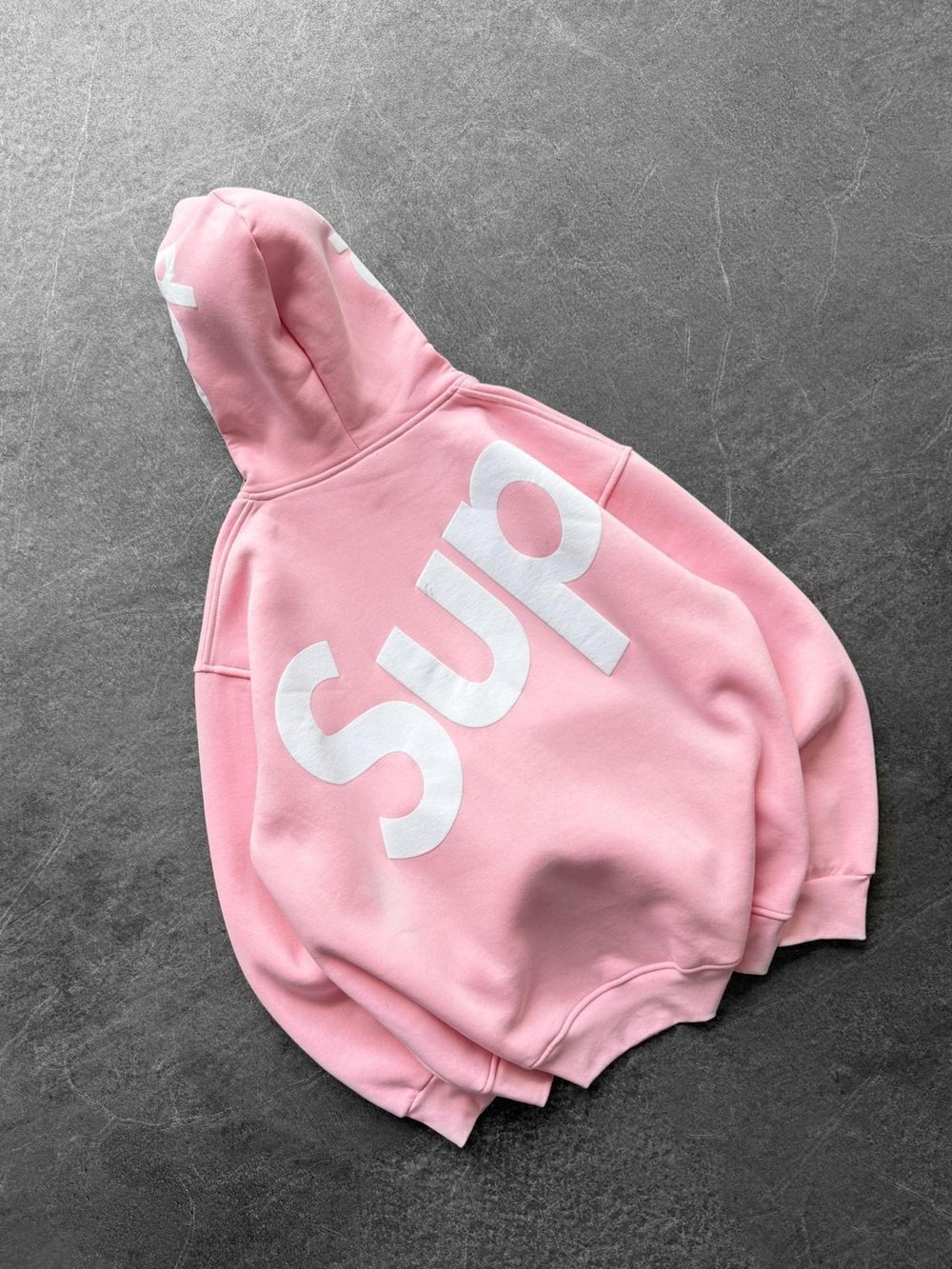 SUP BASKI 3 İPLİK PAMUKLU KUMAŞ OVERSİZE SWEAT PEMBE