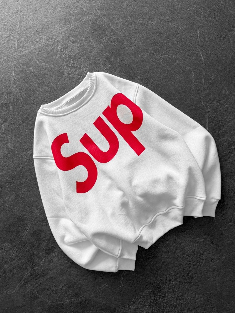 SUP BOXY KALIP 3 İPLİK PAMUKLU SWEAT BEYAZ