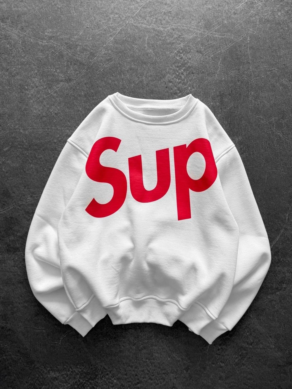 SUP BOXY KALIP 3 İPLİK PAMUKLU SWEAT BEYAZ