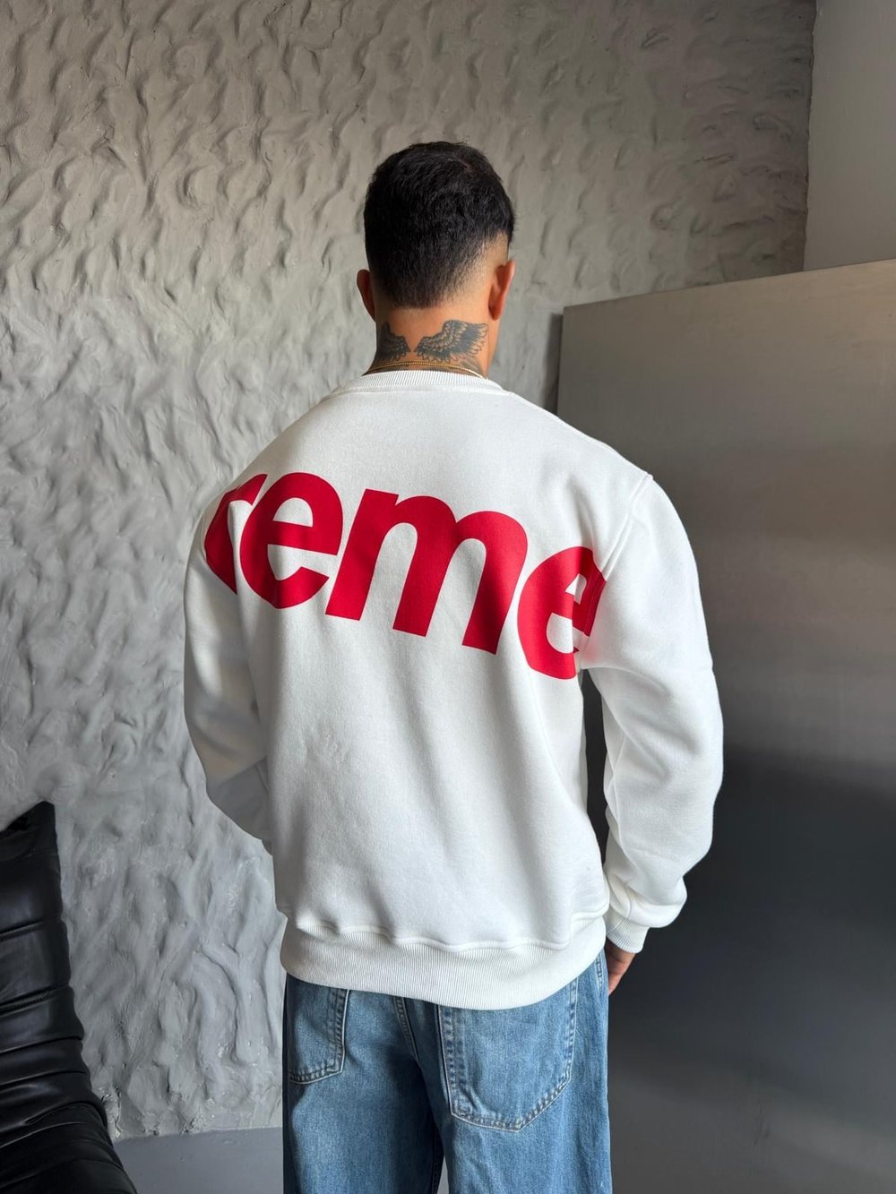 SUP BOXY KALIP 3 İPLİK PAMUKLU SWEAT BEYAZ