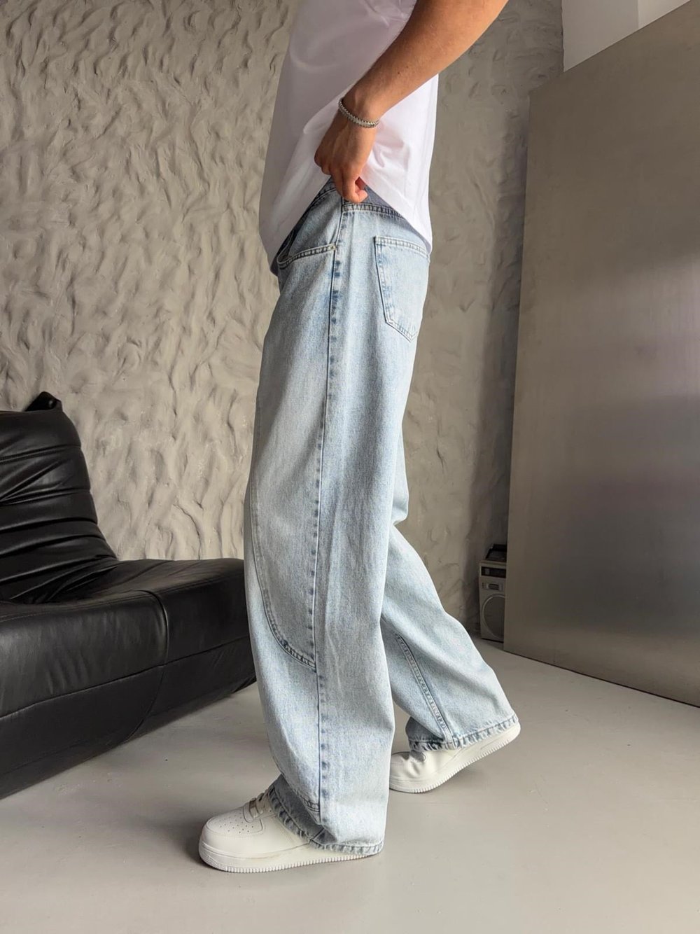 SÜPER BAGGY PARÇA ŞERİTLİ KOT PANTOLON BEBEMAVİ