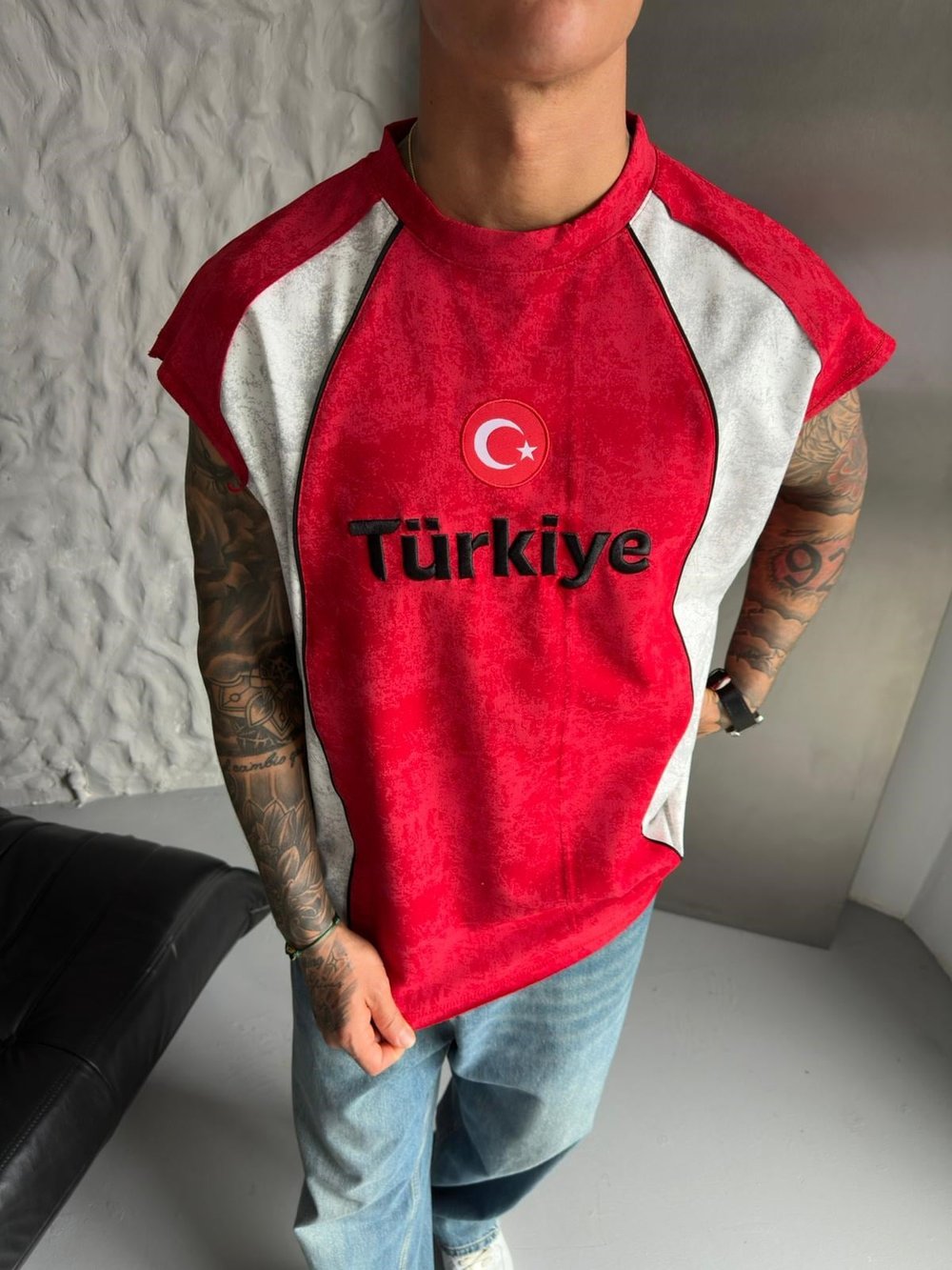 TR PARÇALI YIKAMALI NAKIŞ ATLET KIRMIZI