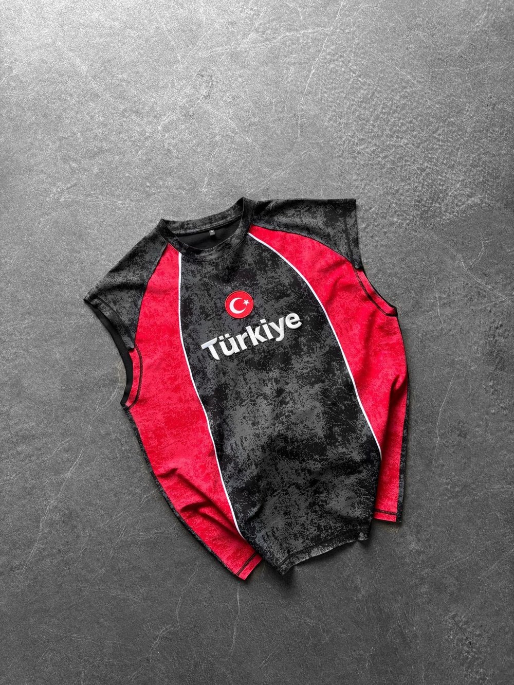 TR PARÇALI YIKAMALI NAKIŞ ATLET SİYAH
