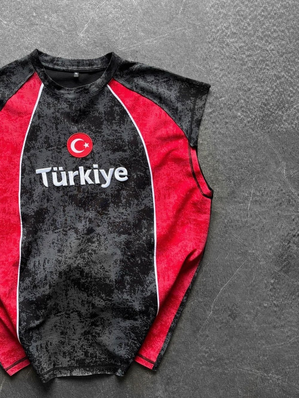 TR PARÇALI YIKAMALI NAKIŞ ATLET SİYAH