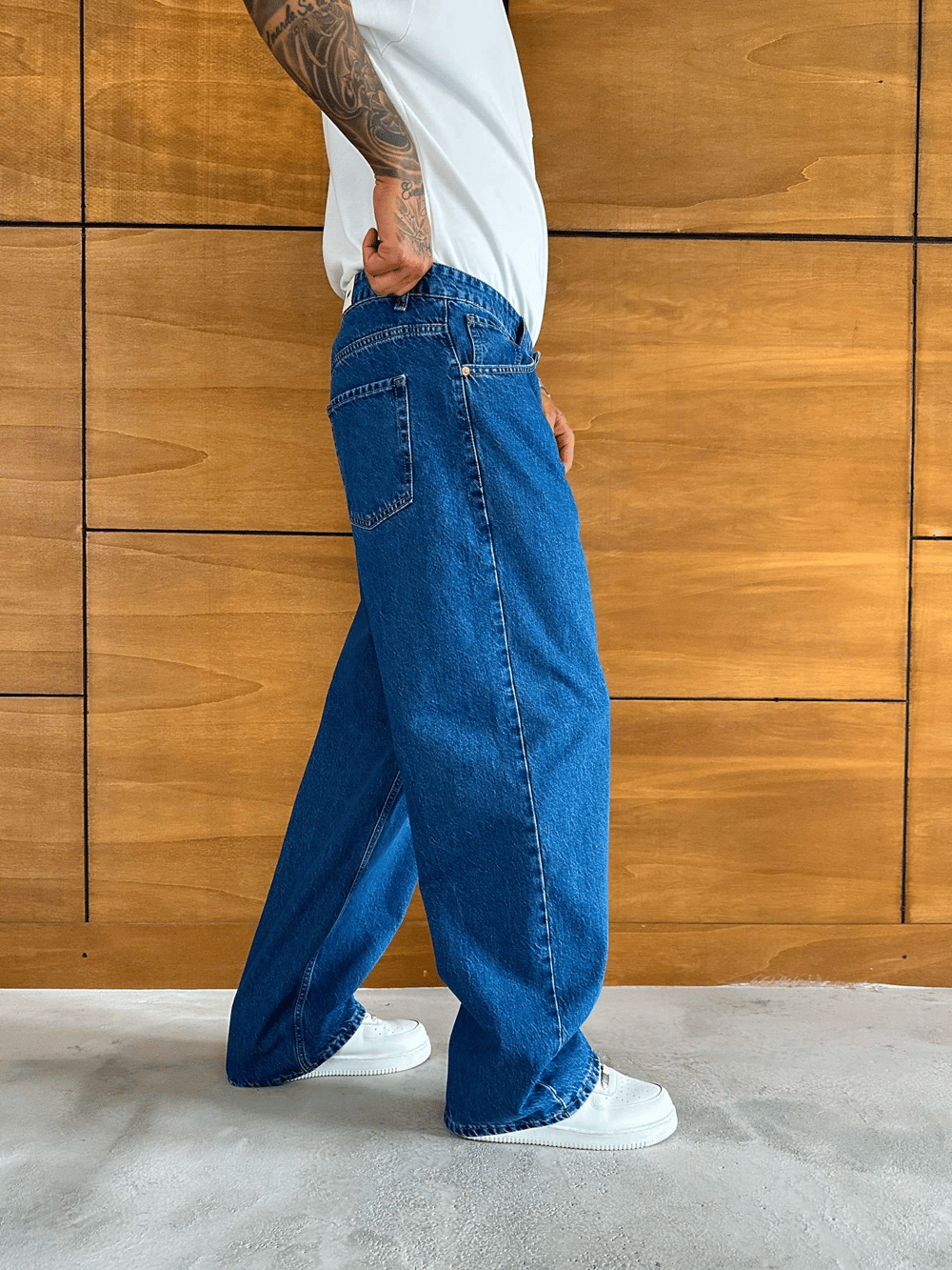ULTRA BAGGY KALIP YIKAMALI JEAN MAVİ