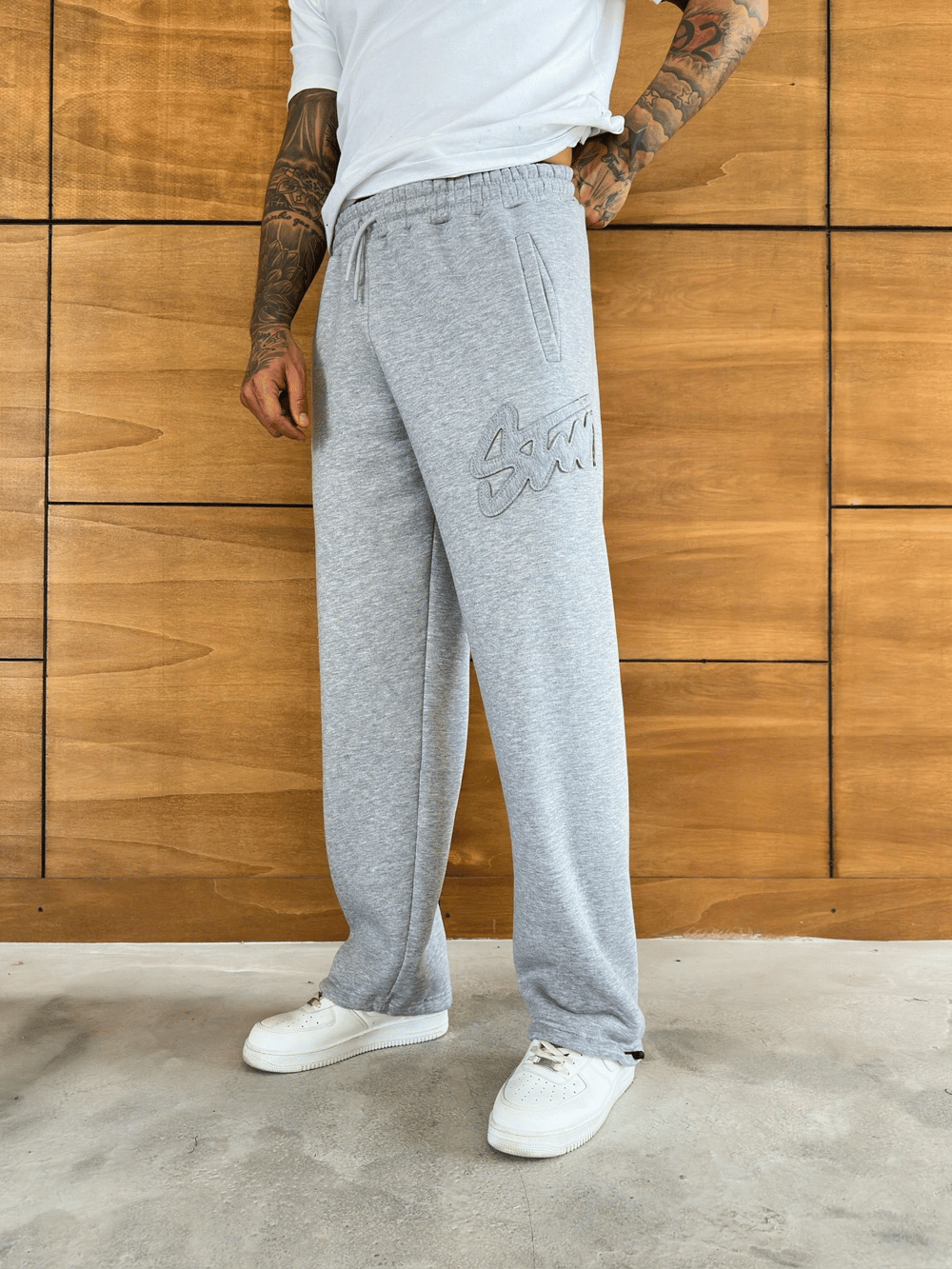 YAN BÜYÜK NAKIŞLI STW BAGGY EŞOFMAN GRİ