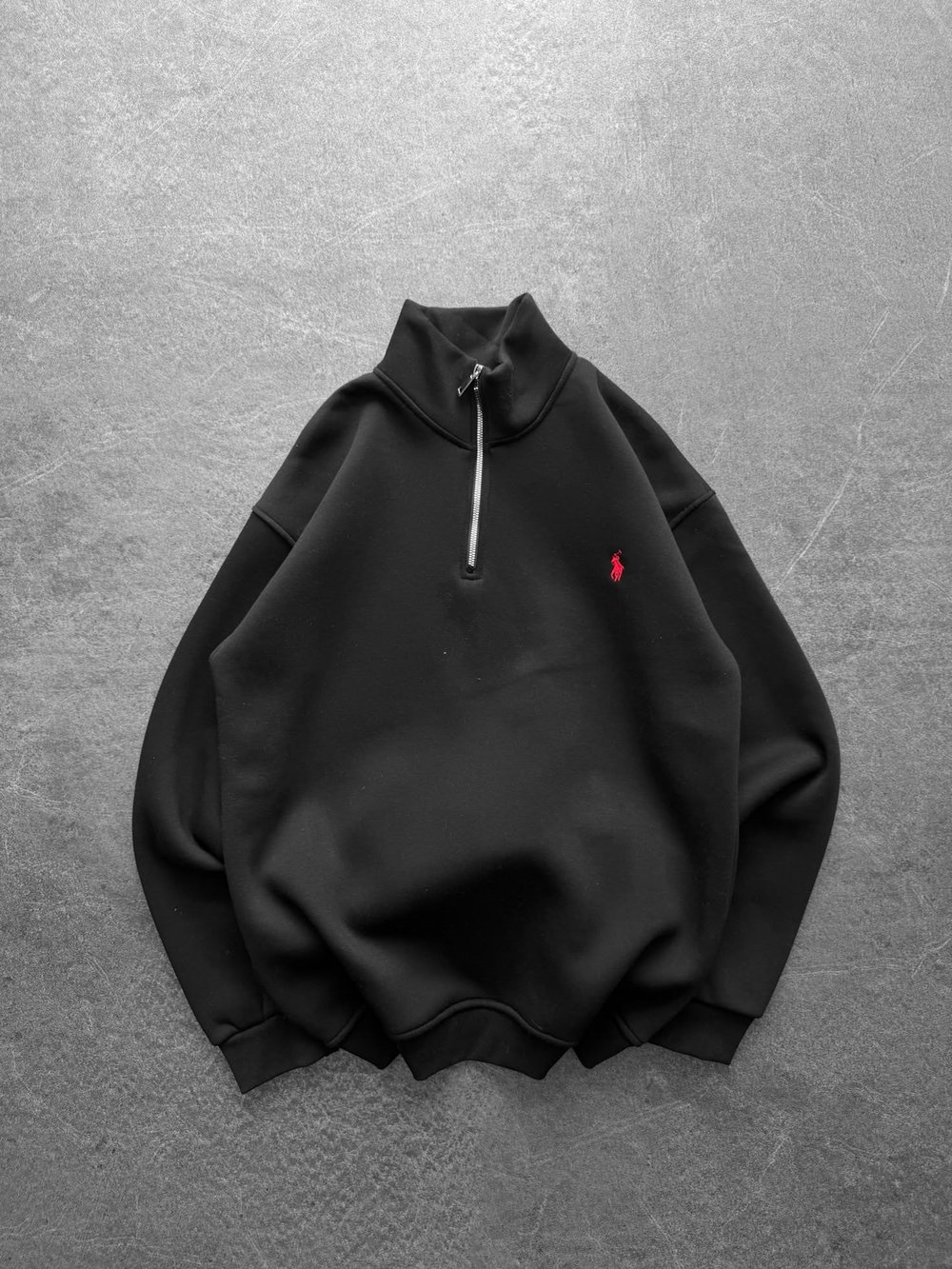 YARIM FERMUAR BASIC PL 3 İPLİK PAMUKLU SWEAT SİYAH