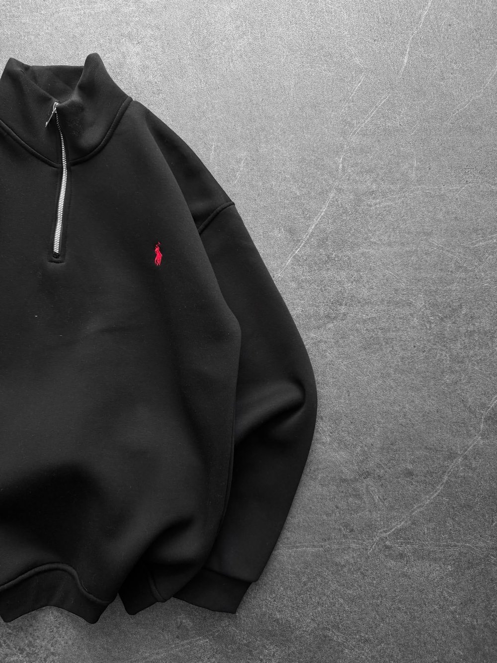 YARIM FERMUAR BASIC PL 3 İPLİK PAMUKLU SWEAT SİYAH