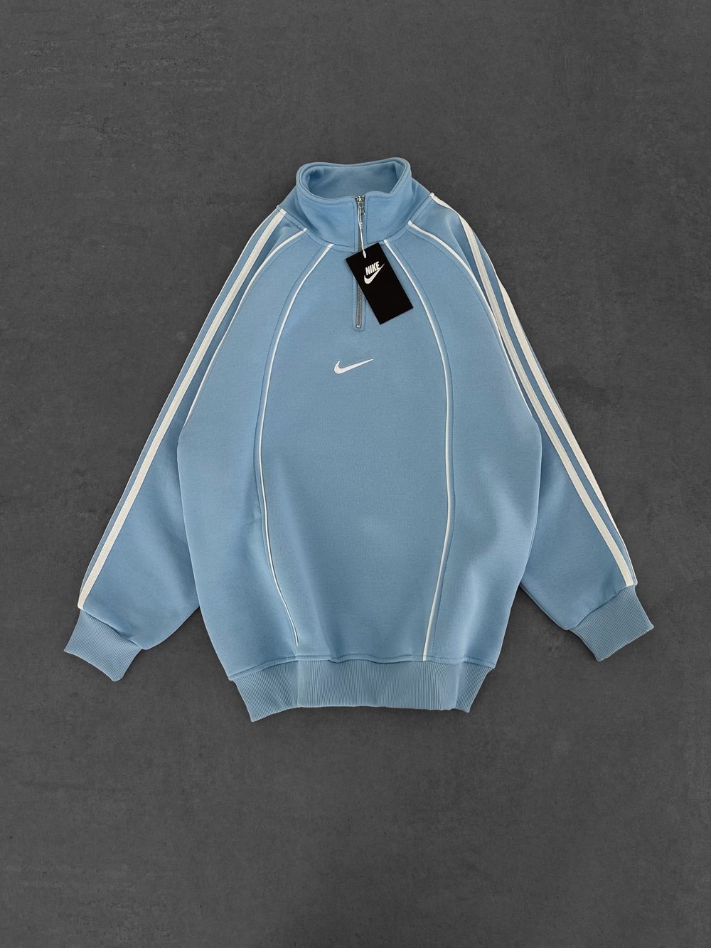 YARIM FERMUAR NK FUL BİYELİ OVERSİZE SWEAT BEBEMAVİ