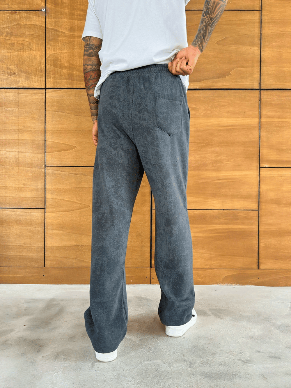 YIKAMALI CEP NAKIŞLI BAGGY EŞOFMAN GRİ
