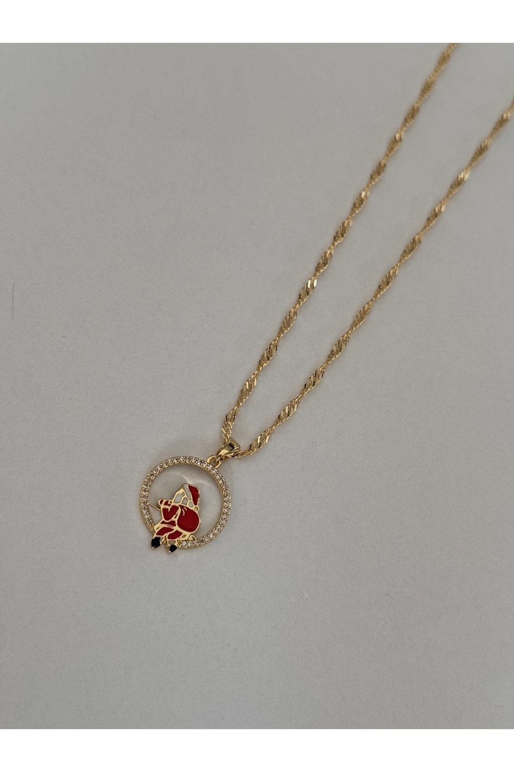 14k Altın Kaplama Yılbaşı Kolye | Zirkon Taşlı Zincir Kolye | Noel Kolye | Christmas Necklace