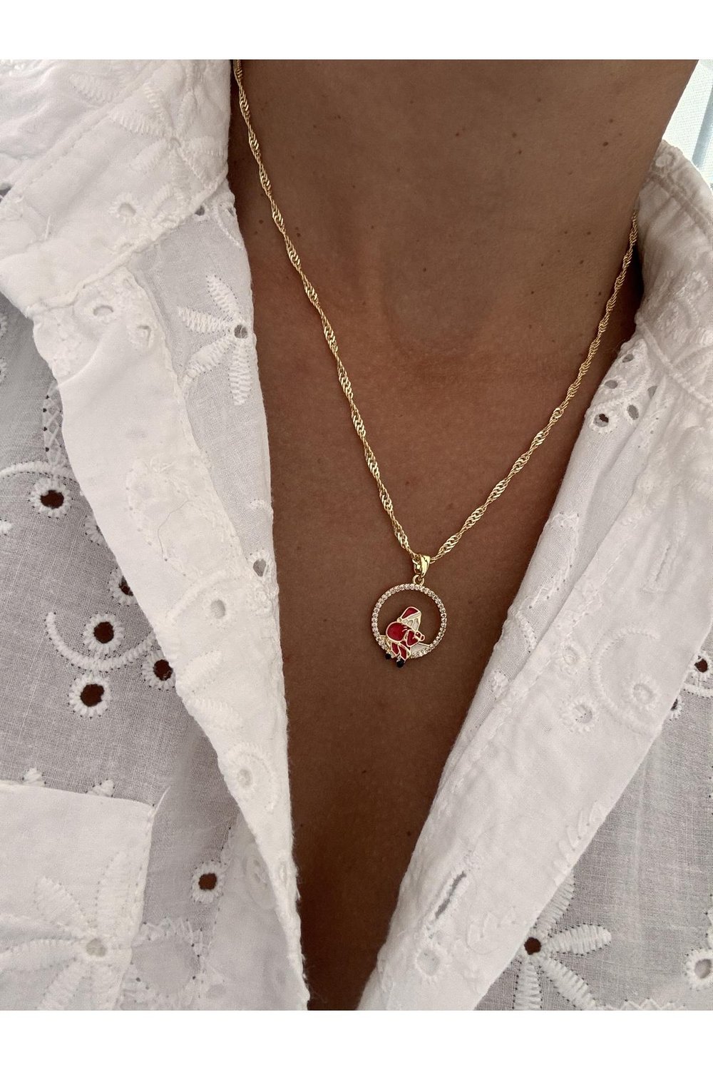 14k Altın Kaplama Yılbaşı Kolye | Zirkon Taşlı Zincir Kolye | Noel Kolye | Christmas Necklace