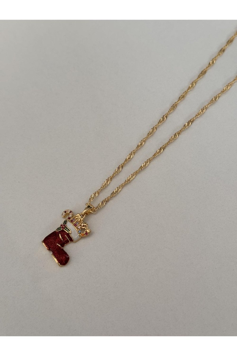 14k Altın Kaplama Yılbaşı Kolye | Zirkon Taşlı Zincir Kolye | Noel Kolye | Christmas Necklace