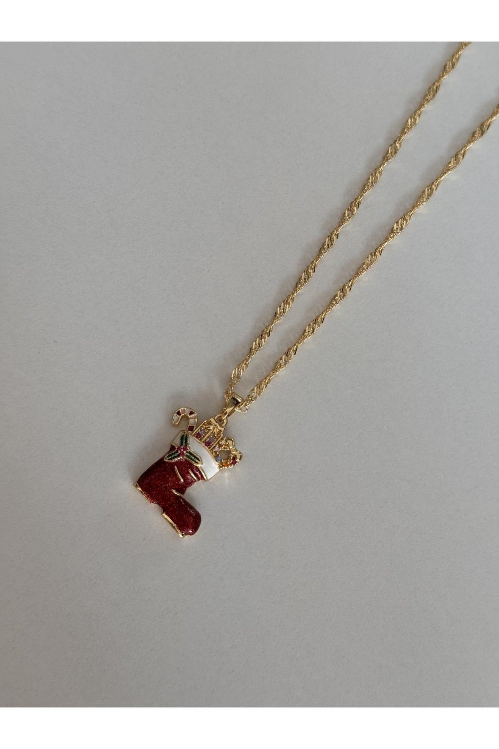 14k Altın Kaplama Yılbaşı Kolye | Zirkon Taşlı Zincir Kolye | Noel Kolye | Christmas Necklace