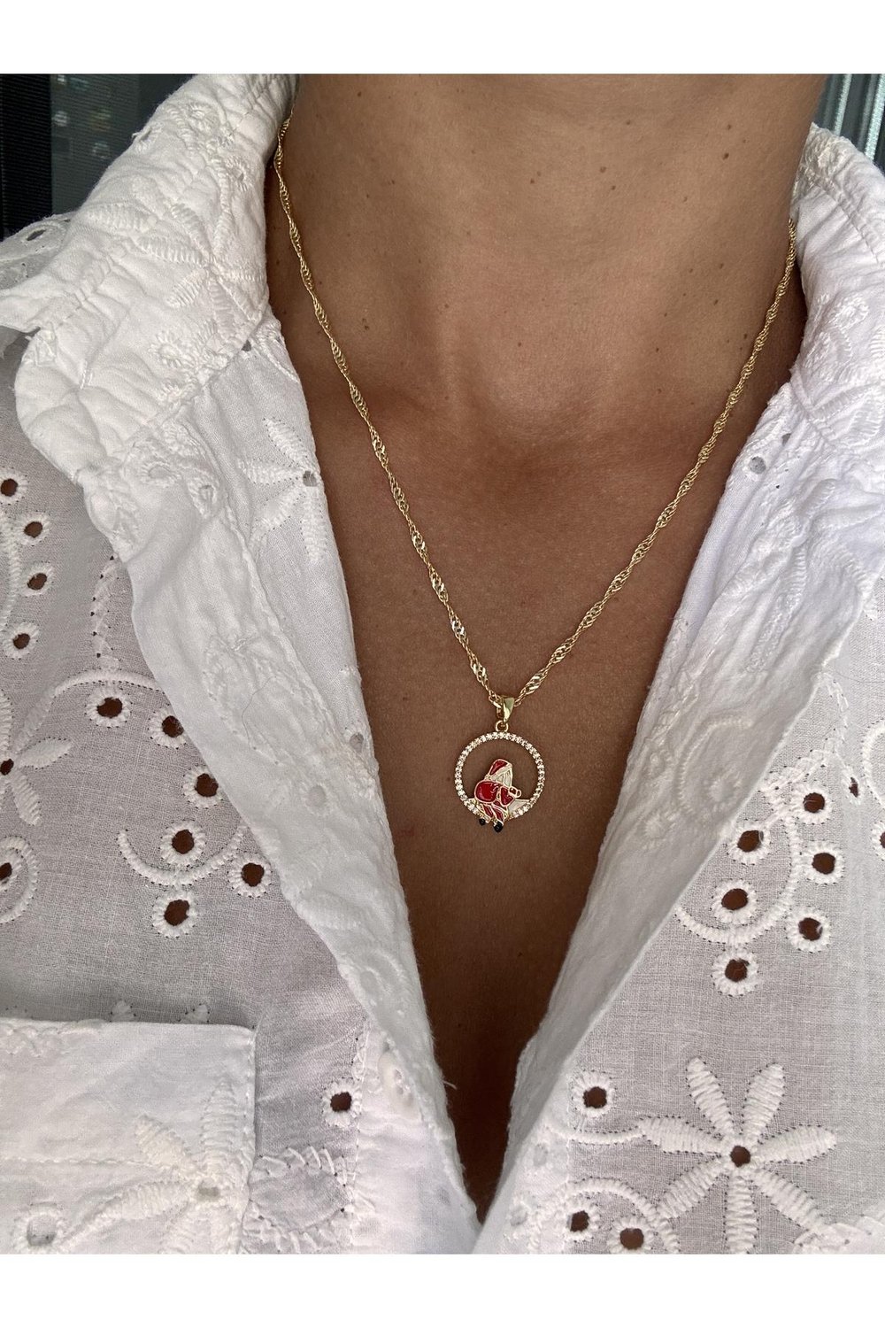 14k Altın Kaplama Yılbaşı Kolye | Zirkon Taşlı Zincir Kolye | Noel Kolye | Christmas Necklace