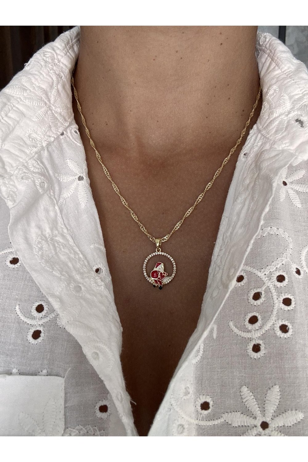 14k Altın Kaplama Yılbaşı Kolye | Zirkon Taşlı Zincir Kolye | Noel Kolye | Christmas Necklace