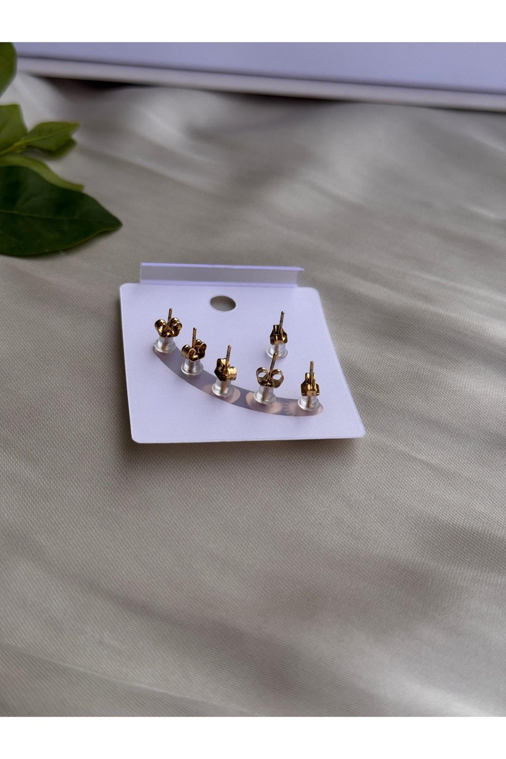 316 L Paslanmaz Çelik Küpe Set | Zirkon Taşlı Minimal Küpe Set | Gold 3'lü Küpe Set