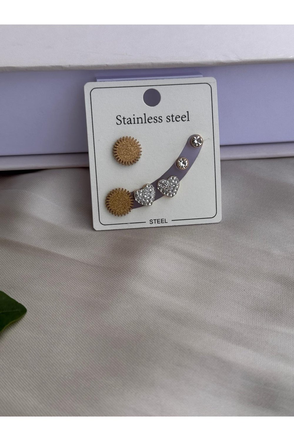 316 L Paslanmaz Çelik Küpe Set | Zirkon Taşlı Minimal Küpe Set | Gold 3'lü Küpe Set