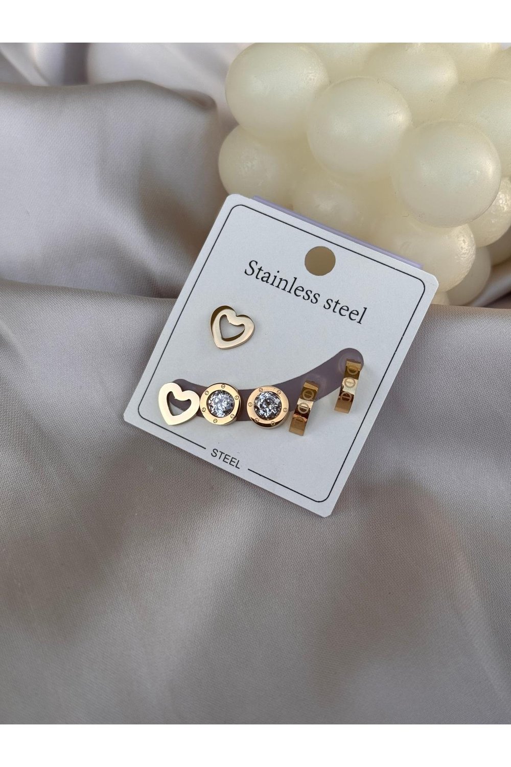 316 L Paslanmaz Çelik Minimal Küpe Set | Gold Küpe Set | Minimalist Küpe