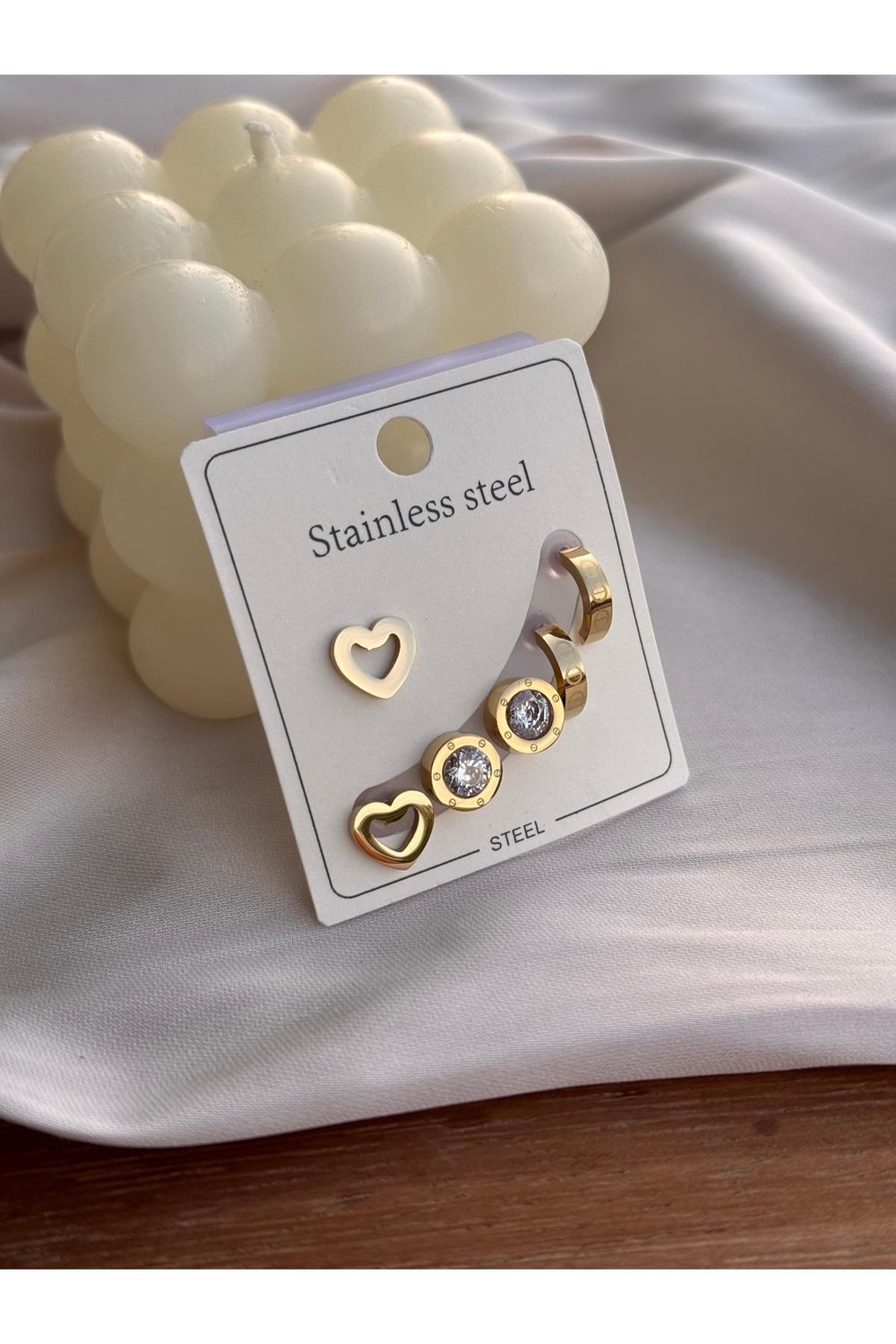 316 L Paslanmaz Çelik Minimal Küpe Set | Gold Küpe Set | Minimalist Küpe