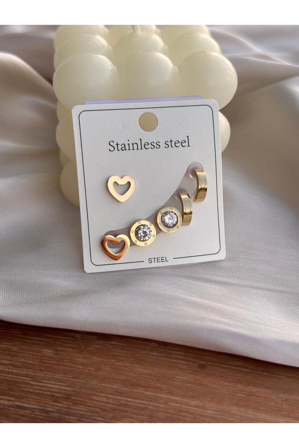 316 L Paslanmaz Çelik Minimal Küpe Set | Gold Küpe Set | Minimalist Küpe