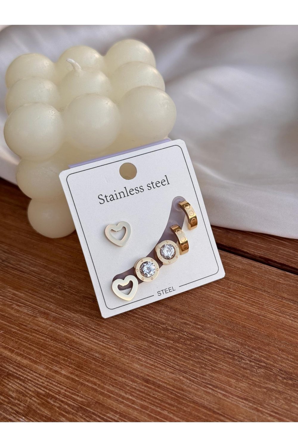 316 L Paslanmaz Çelik Minimal Küpe Set | Gold Küpe Set | Minimalist Küpe