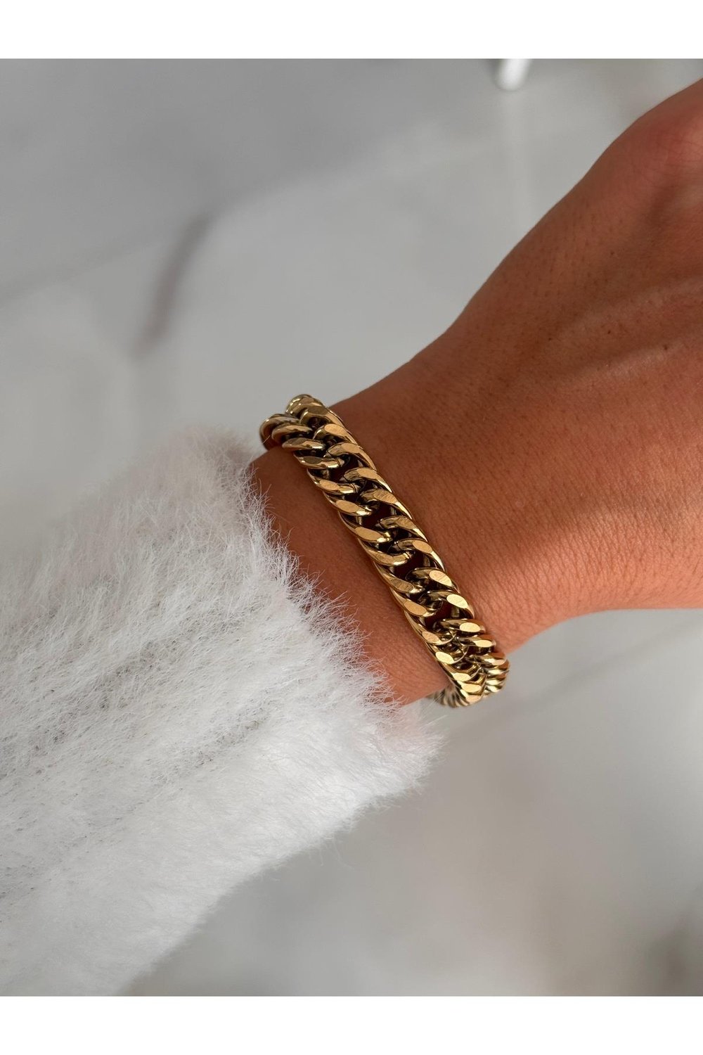 316 L Paslanmaz Çelik Zincir Bileklik | Renk Atmaz Kalın Zincir Bileklik | Gold Chain Bracelet