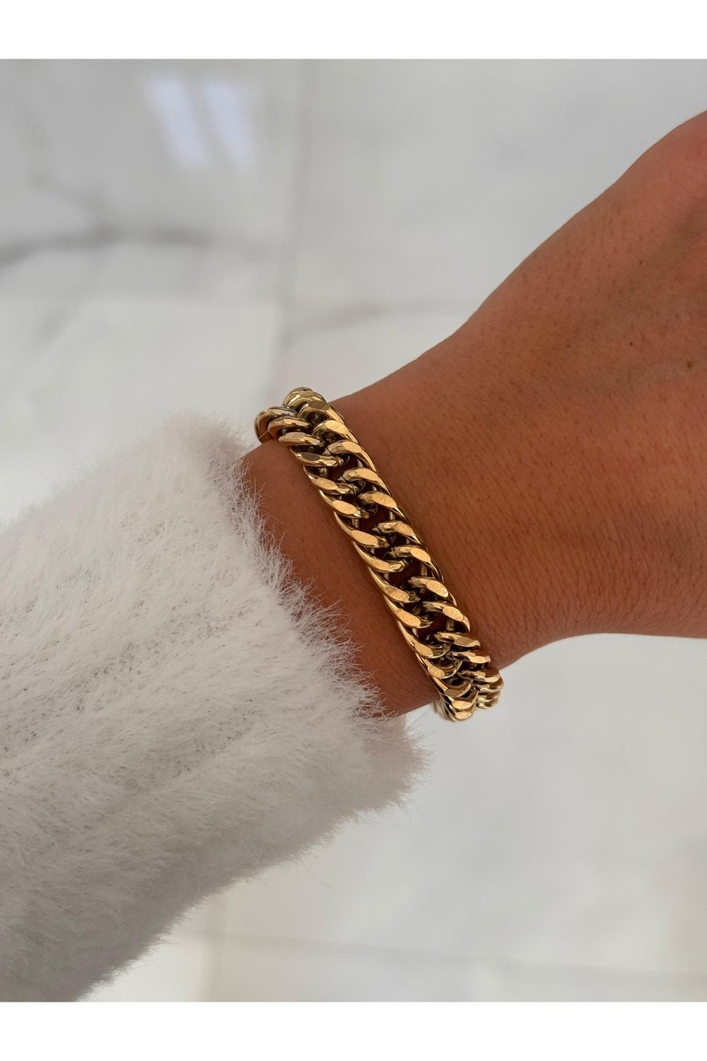 316 L Paslanmaz Çelik Zincir Bileklik | Renk Atmaz Kalın Zincir Bileklik | Gold Chain Bracelet