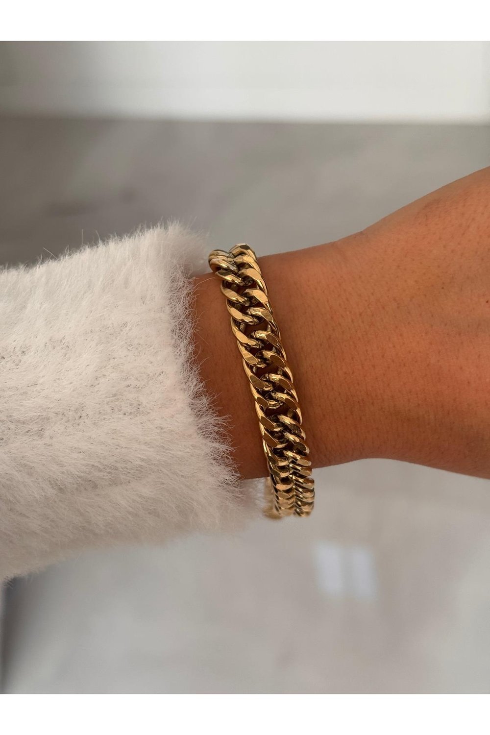 316 L Paslanmaz Çelik Zincir Bileklik | Renk Atmaz Kalın Zincir Bileklik | Gold Chain Bracelet