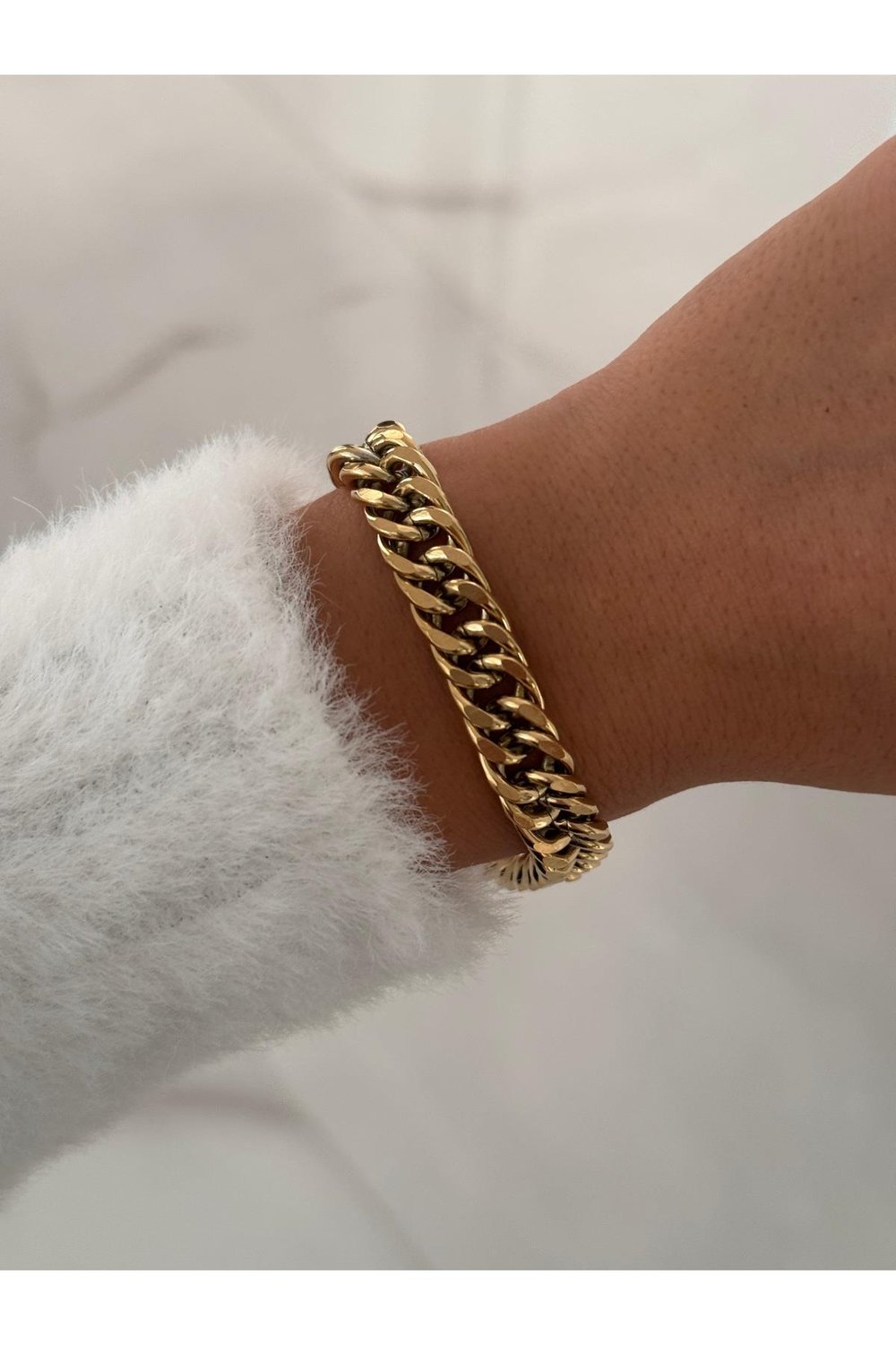 316 L Paslanmaz Çelik Zincir Bileklik | Renk Atmaz Kalın Zincir Bileklik | Gold Chain Bracelet