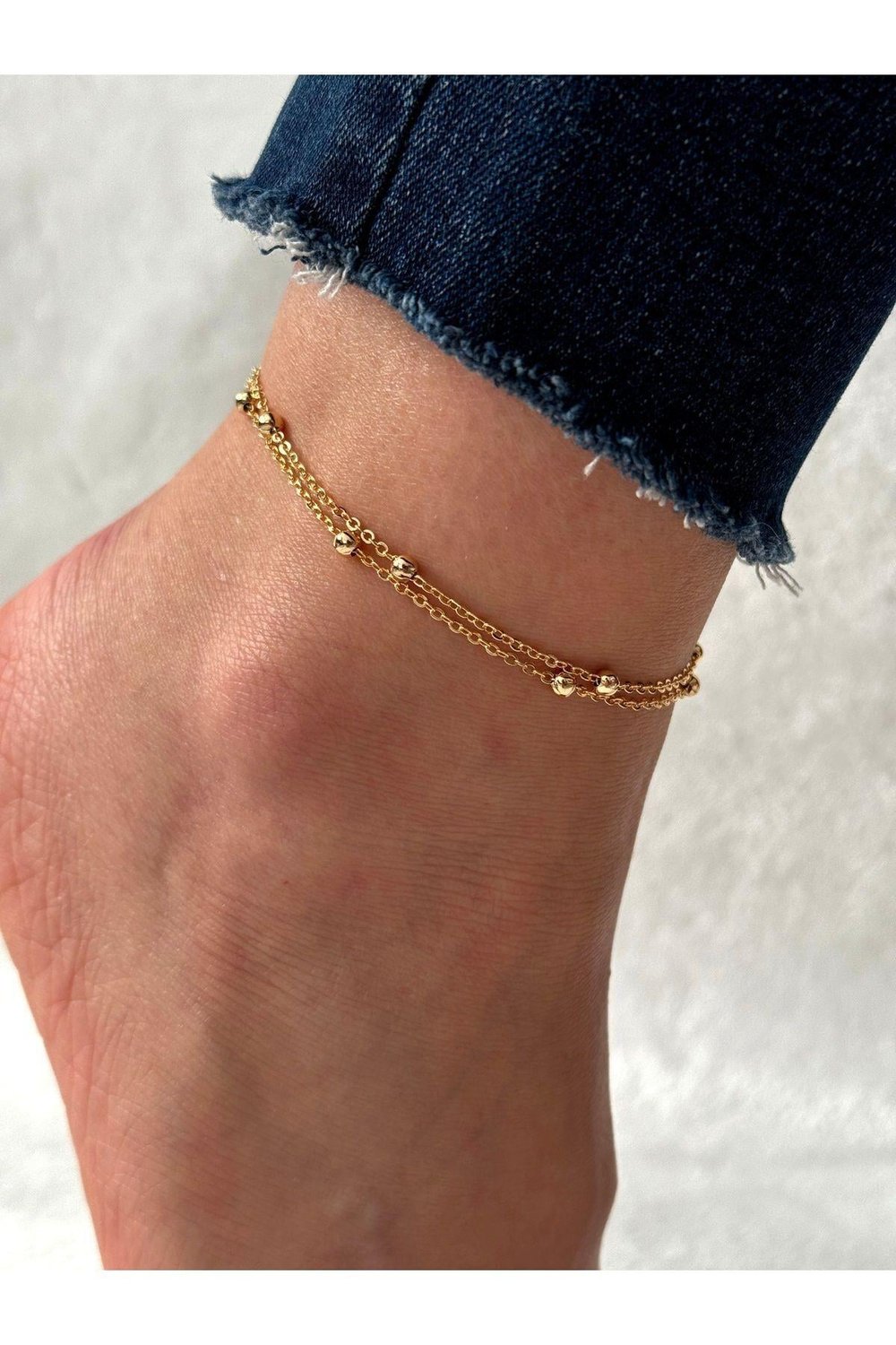 Altın Kaplama Top Halhal | Gold Top Top Halhal | Gold Zincir Halhal