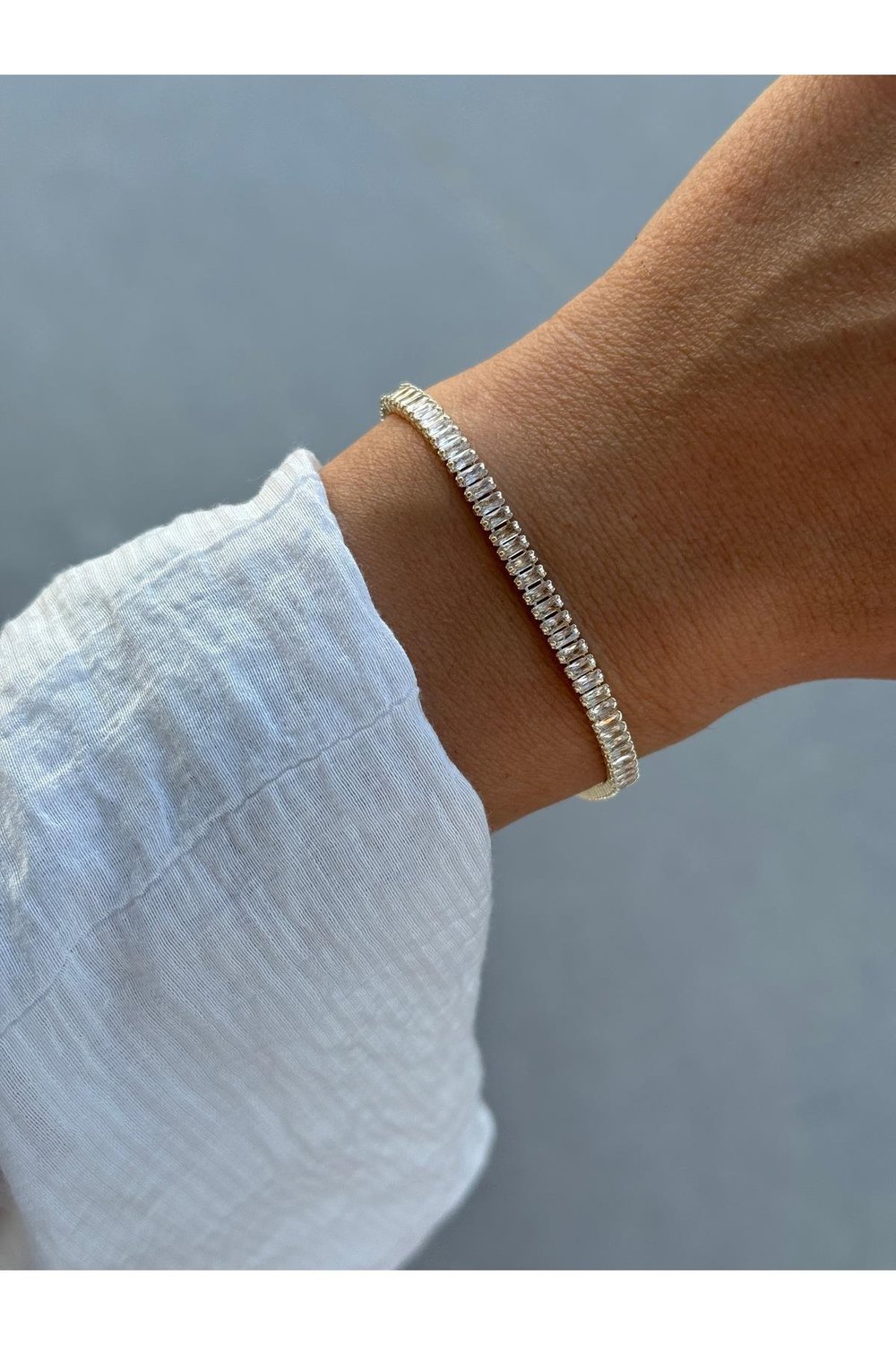 Baget Zirkon Taşlı Su Yolu Gold Bileklik