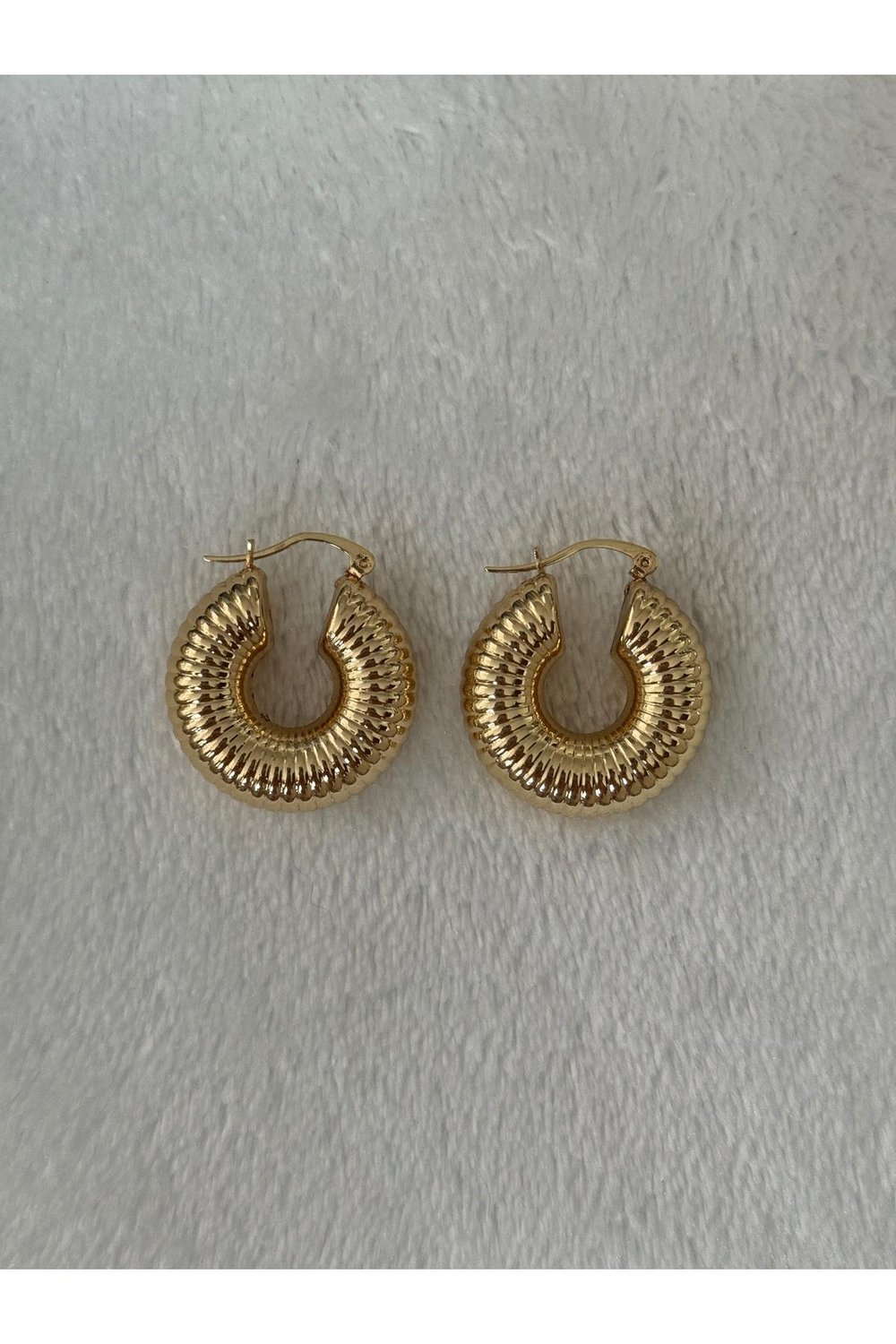 Bombeli Model Gold Ithal Halka Küpe