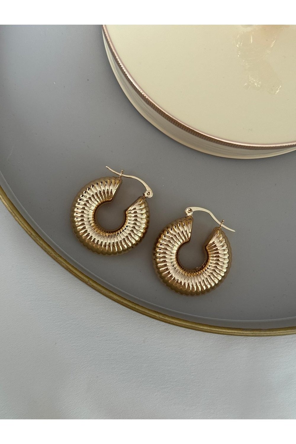 Bombeli Model Gold Ithal Halka Küpe